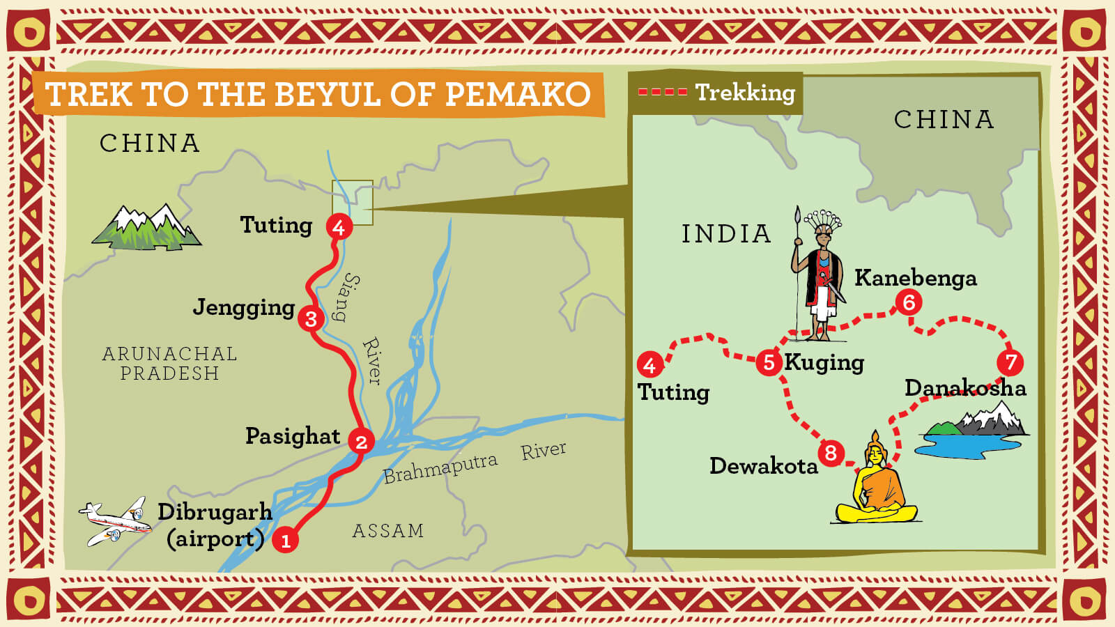 Pemako Trek Arunachal Pradesh Route Map