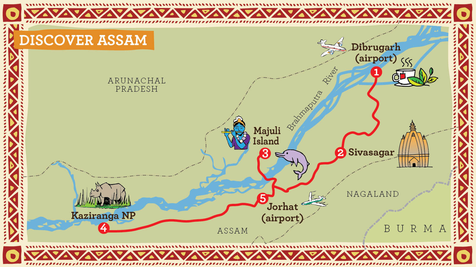 Illustrated Route Map - Assam Tour and Travel
