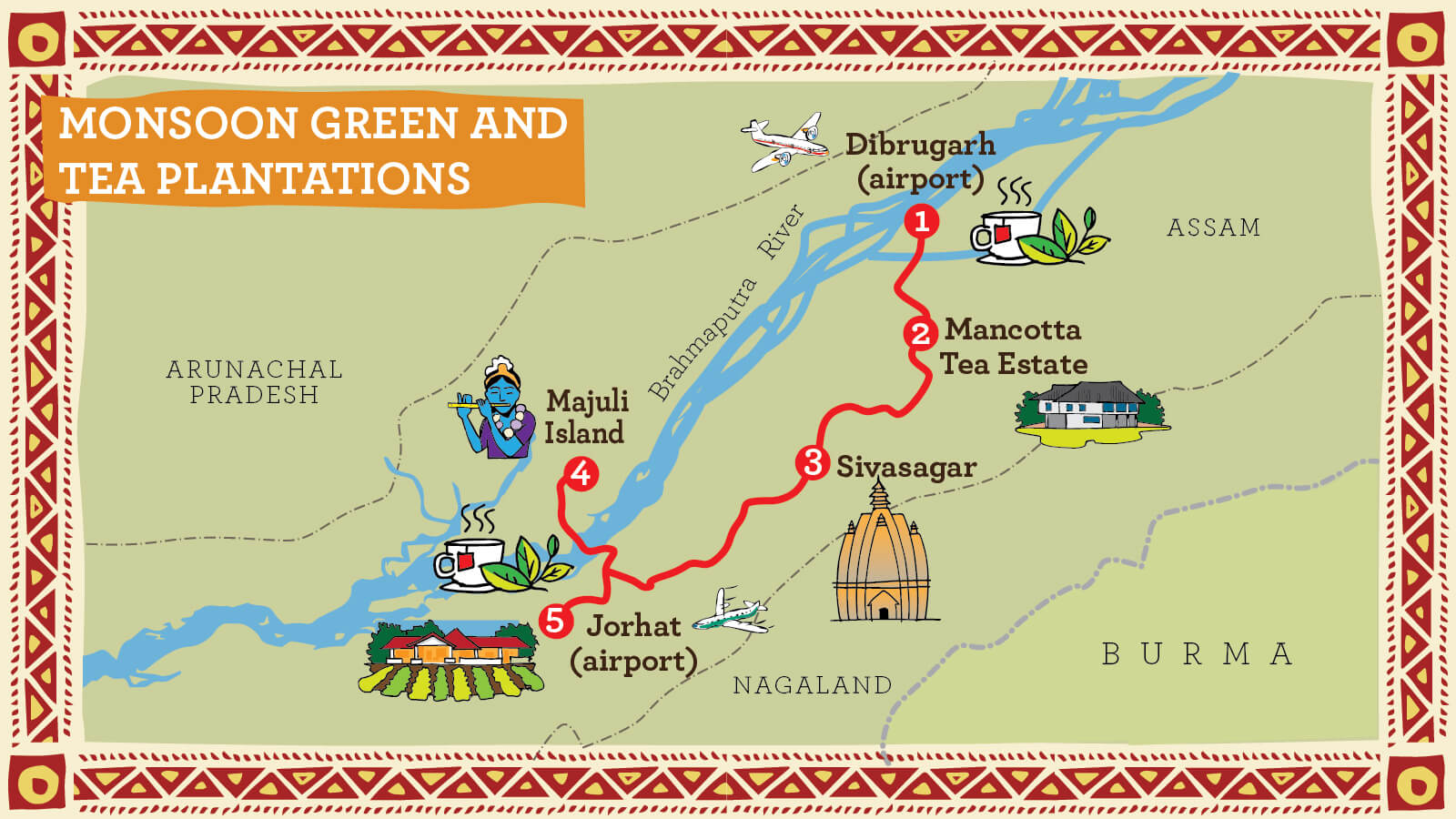 Assam Tea Plantation Tour and Travel - Route Map
