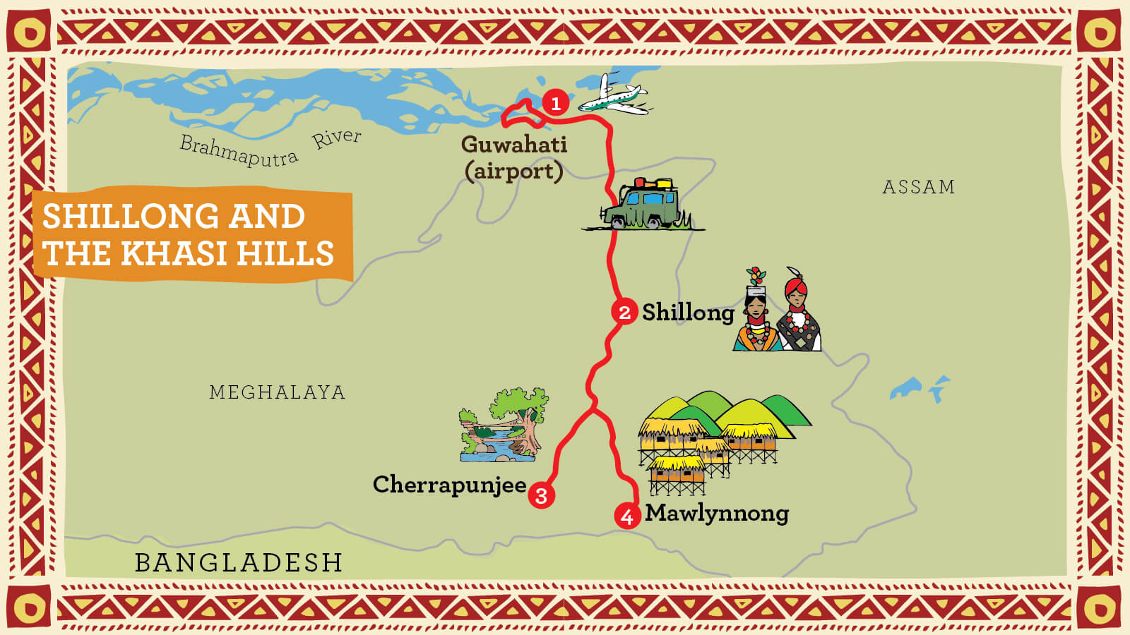 Illustrated Route Map for Travelling to Shillong tour