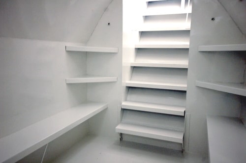 inside storm shelters with shelves