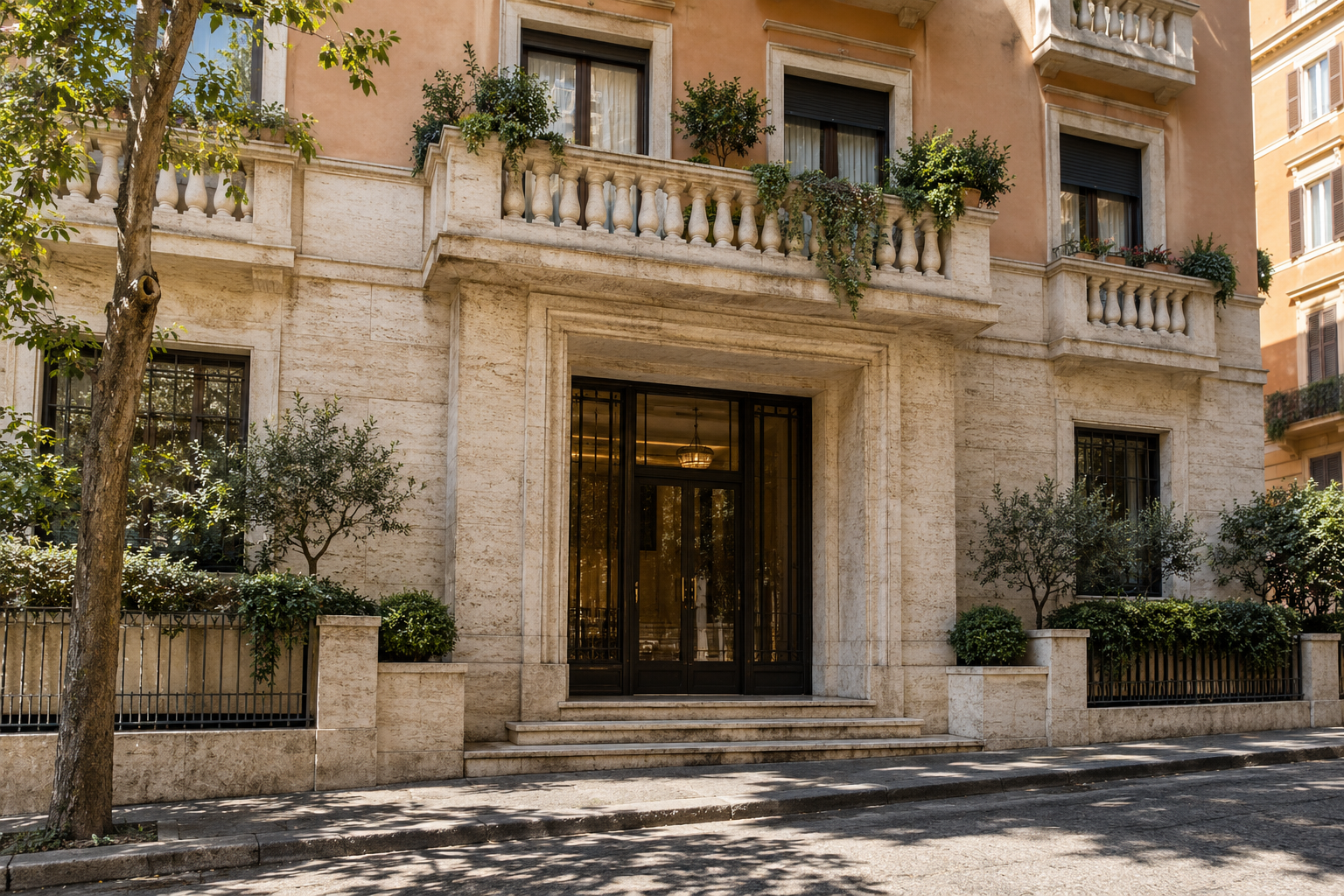 Facciata di un edificio residenziale a Roma
