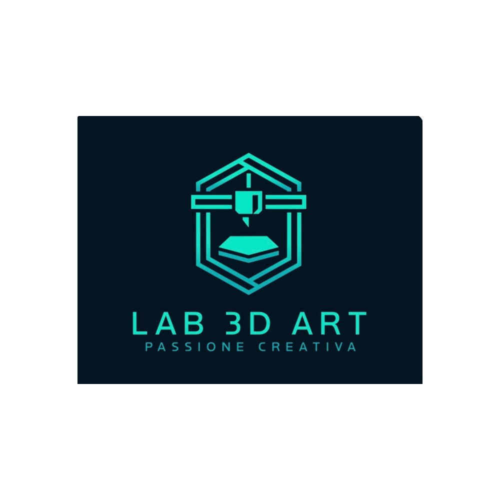 Logo verticale Lab 3D Art con simbolo di stampante 3D