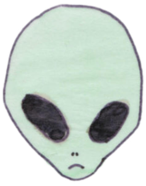 a green hand drawn alien