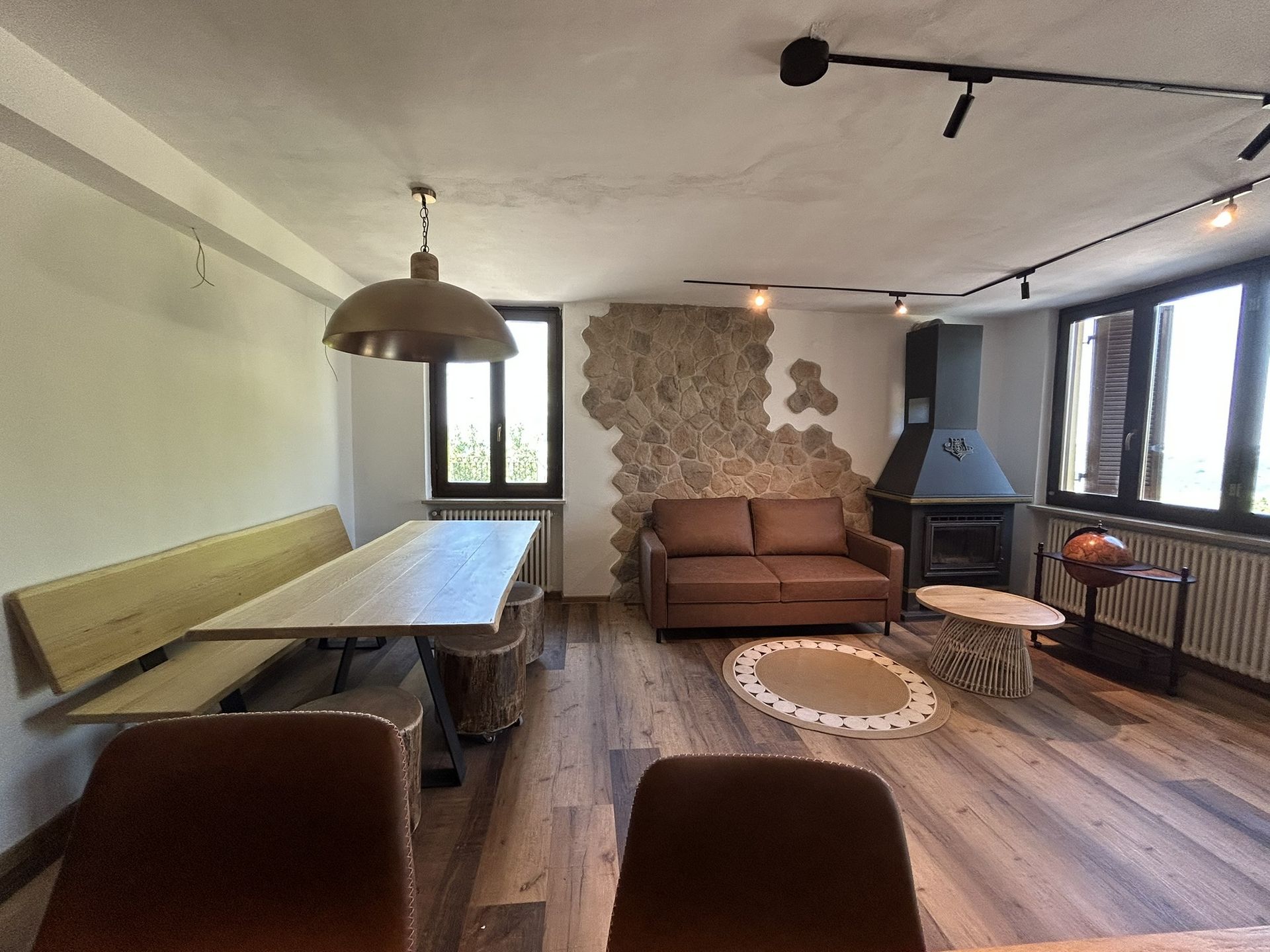 Living room with dining room